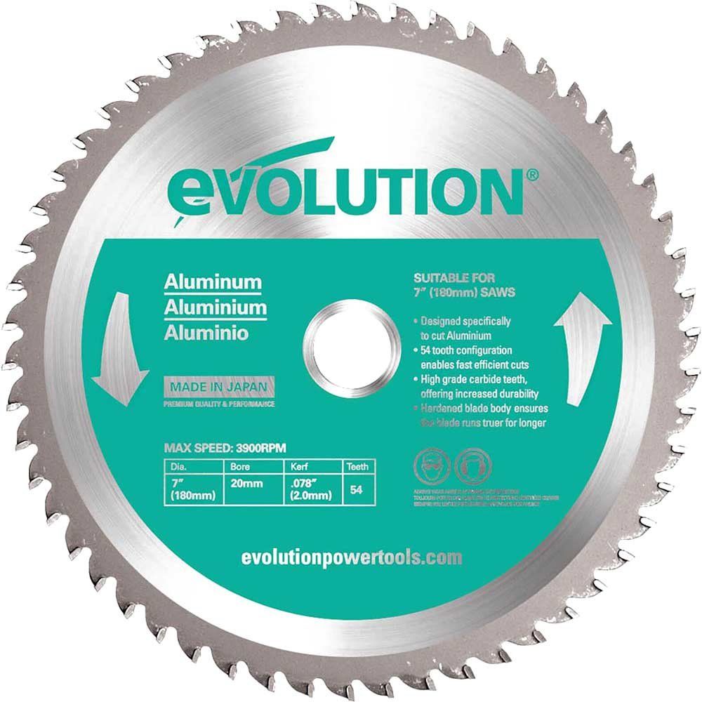 Evolution Aluminium Cutting Saw Blade 180mm 54T 20mm - Image 1
