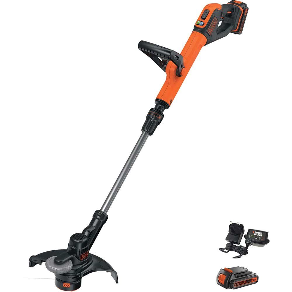 Black and Decker STC1820PC 18v Cordless Telescopic Grass Trimmer and Edger 280mm 2 x 2ah Li-ion Battery Charger - Image 1