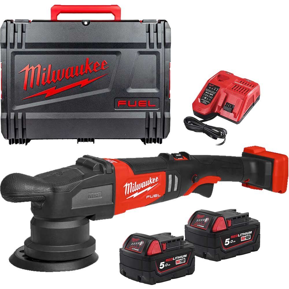 Milwaukee M18 FROP15 Fuel 18v Cordless Brushless Random Orbit Polisher 125mm 2 x 5ah Li-ion Battery Charger Case - Image 1