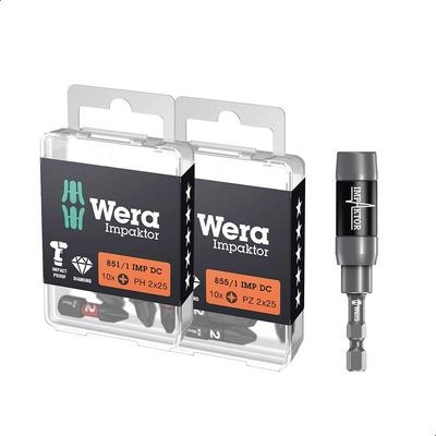 Wera 851/855/1 21 Piece Impaktor Phillips and Pozi Screwdriver Bit Set