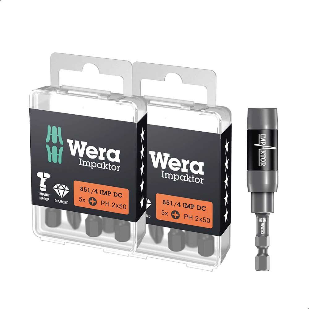 Wera 851/4 11 Piece Impaktor Phillips Screwdriver Bit Set - Image 1