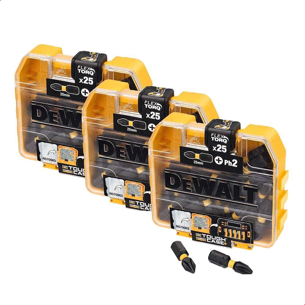 DeWalt 75 Piece Tough Case Torsion Flex Torq Phillips Screwdriver Bit Set PH2 25mm Pack of 75 - Image 1