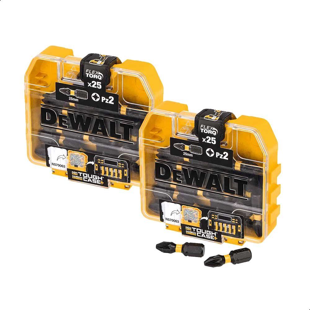 DeWalt 50 Piece Tough Case Torsion Flex Torq Pozi Screwdriver Bit Set PZ2 25mm Pack of 50 - Image 1