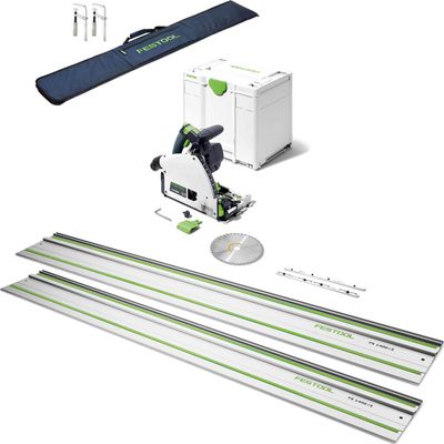 Festool TS60 KEBQ Plus Plunge Cut Circular Saw and Guide Rail Accessory Kit 240v